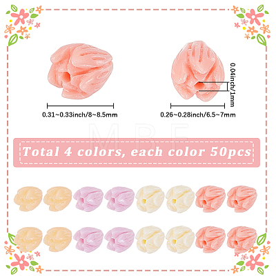 200Pcs 4 Colors Dyed Synthetic Coral Beads CORA-SP0001-22-1