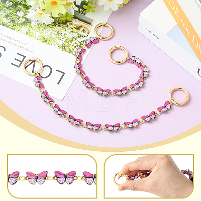 2Pcs Alloy Enamel Butterfly Boot Strap Chains HJEW-SW00418-1