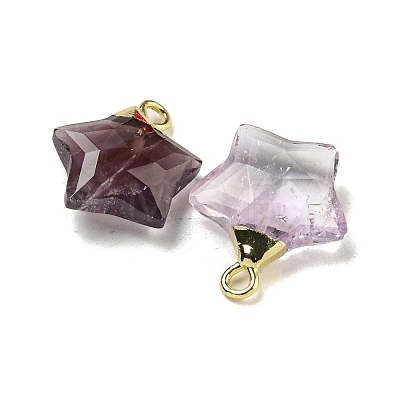 Natural Amethyst Pendants G-P540-01G-10-1