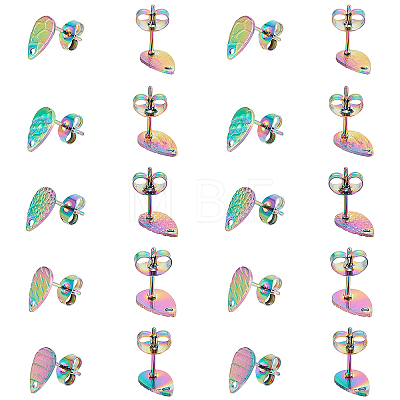 40Pcs 5 Styles Ion Plating(IP) Rainbow Color 304 Stainless Steel Stud Earring Findings STAS-DC0006-88-1
