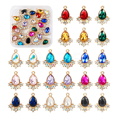 24Pcs 12 Colors Glass Rhinestone Pendants FIND-TA0001-90-1