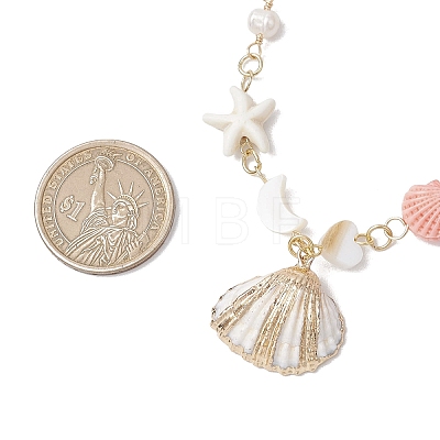 Summer Spray Paint & Electroplate Sea Shell Pendants Necklaces NJEW-JN05182-01-1