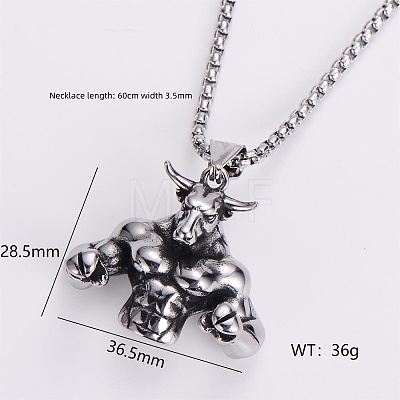 Gothic 316 Surgical Stainless Steel Pendant Box Chain Necklaces for Men ZF3615-9-1
