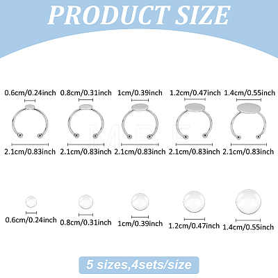 DIY Blank Adjustable 304 Stainless Steel Finger Rings Making Kits DIY-AN0001-22-1