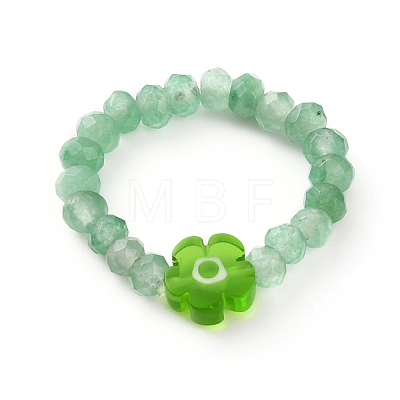 Dyed Natural Malaysia Jade Rondelle Beads Stretch Rings RJEW-JR00313-1