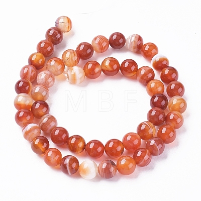 Natural Striped Agate/Banded Agate Beads Strands G-G582-8mm-59-1