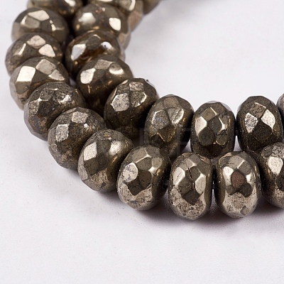 Natural Pyrite Beads Strands G-L051-8x5mm-01-1