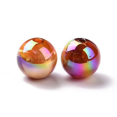 UV Plating Rainbow Iridescent Acrylic Beads PACR-H003-25-1