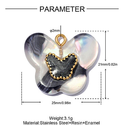 304 Stainless Steel Resin Pendants STAS-OY012-59G-02-1