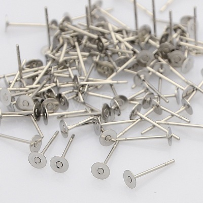 304 Stainless Steel Stud Earring Findings STAS-N019-17-4.5mm-1