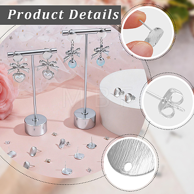20Pcs Flat Round Brass Stud Earring Findings KK-BBC0028-25-1