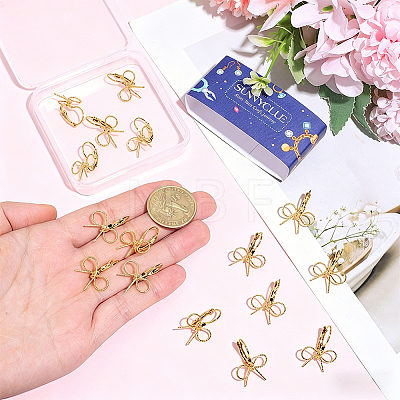 10 Pairs Bowknot Brass Leverback Earrings for Women EJEW-SC0001-91-1
