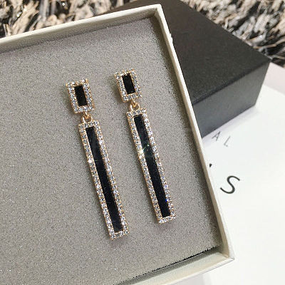 Alloy & Rhinestone Dangle Stud Earrings FS-WG55776-01-1