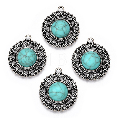 Synthetic Turquoise Pendants PALLOY-TAC0044-58AS-1