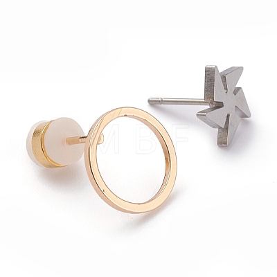 Stainless Steel & Brass Stud Earring Findings STAS-XCP0001-24-1