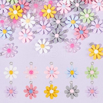 54Pcs 9 Styles Opaque & Transparent Resin Pendants RESI-AR0001-38-1