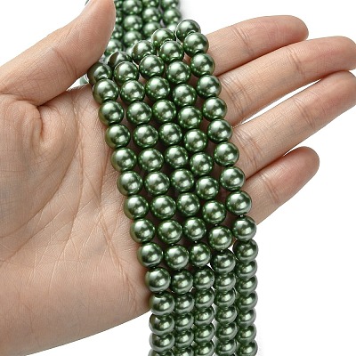 Eco-Friendly Dyed  Glass Pearl Round Bead Strands HY-A002-8mm-RB074-1