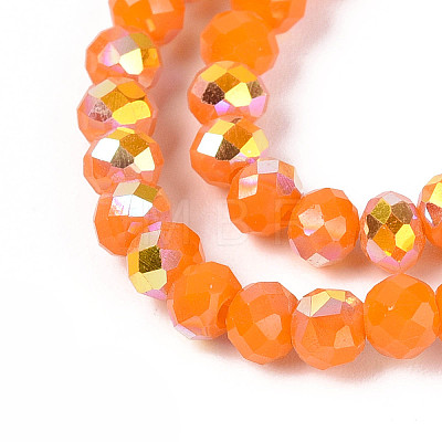 AB Color Plated Opaque Glass Rondelle Beads Strands EGLA-T029-4mm-09F-1