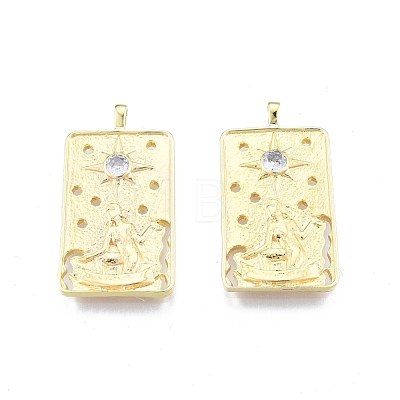 Brass Micro Pave Clear Cubic Zirconia Pendants KK-G432-14G-1