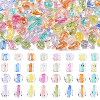240Pcs 4 Styles Transparent Acrylic Beads TACR-YW0003-47-1