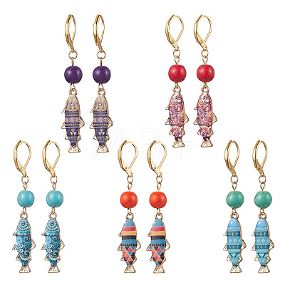 Alloy Fish Dangle Leverback Earrings EJEW-JE05639-1