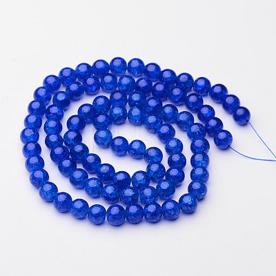 1Strand Blue Transparent Crackle Glass Round Beads Strands X-CCG-Q001-10mm-14-1