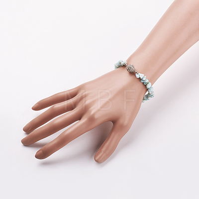 Natural Larimar Bracelets BJEW-JB03476-04-1