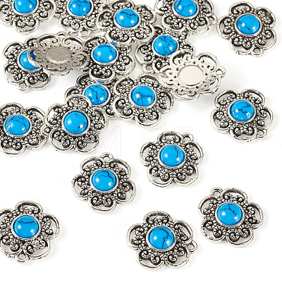 Tibetan Style Alloy with Resin Imitation Turquoise Connector Charms FIND-TAC0035-47AS-11-1