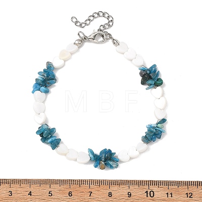 Natural Apatite & Freshwater Shell Beaded Bracelets for Women BJEW-JB13953-1