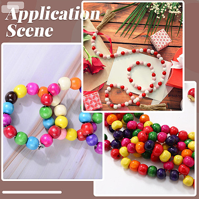 50Pcs Spray Painted Wood European Beads WOOD-PA0001-82-1