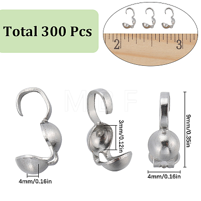 SUNNYCLUE 300Pcs 304 Stainless Steel Bead Tips STAS-SC0007-04-1