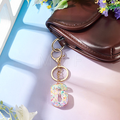 Number 6 Transparent Resin Keychains KEYC-TADJ0001-10F-1