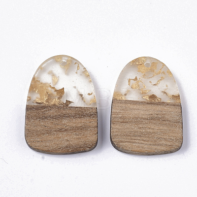 Transparent Resin & Walnut Wood Pendants RESI-Q210-005A-A01-1