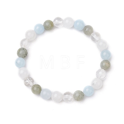 Round Natural Mixed Gemstone Beaded Stretch Bracelets for Womenm Men BJEW-JB11555-1