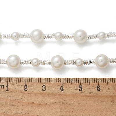 304 Stainless Steel & ABS Plastic Imitation Pearl Round Beded Necklaces for Women NJEW-S442-11P-1