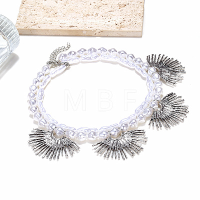 Alloy Sunflower Bib Necklaces WG7021D-01-1