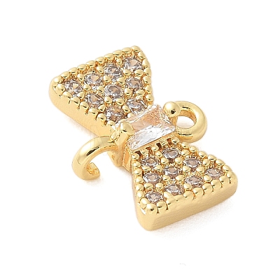 Brass Micro Pave Cubic Zirconia Connector Charms KK-U056-53G-1