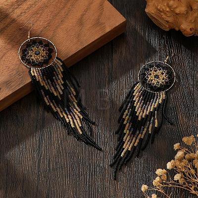 Handmade Bohemian Glass Seed Bead Beaded Chandelier Earrings GZ5802-1