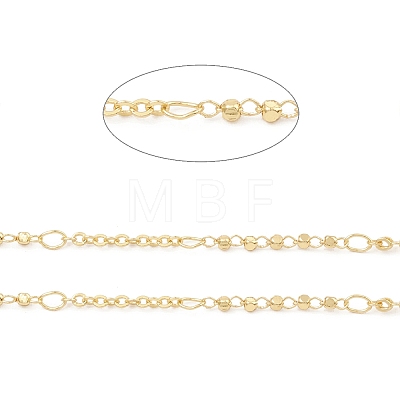 Brass Cube Beaded Link Chains CHC-M025-63G-1