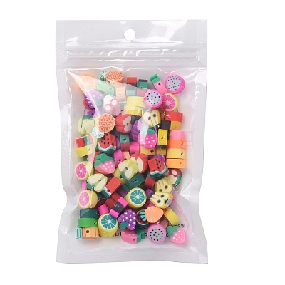 100Pcs Handmade Polymer Clay Fruit Theme Beads CLAY-YW0001-10-1