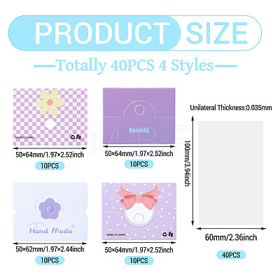 40Pcs 4 Styles Paper Foldable Header Cards CDIS-TA0001-51-1
