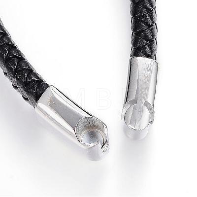 Braided Leather Cord Bracelets BJEW-P099-05B-1