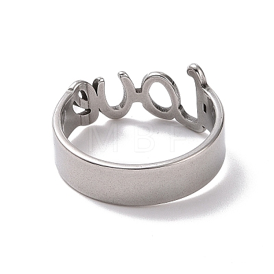 Non-Tarnish 201 Stainless Steel Word Love Finger Ring RJEW-J051-44P-1