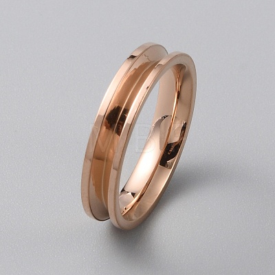 Titanium Steel Grooved Finger Ring Settings RJEW-WH0012-11A-1