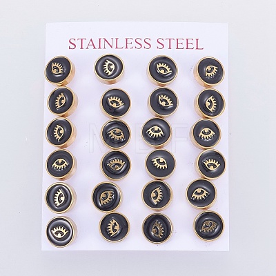 Golden Tone 304 Stainless Steel Stud Earrings EJEW-L222-05G-1