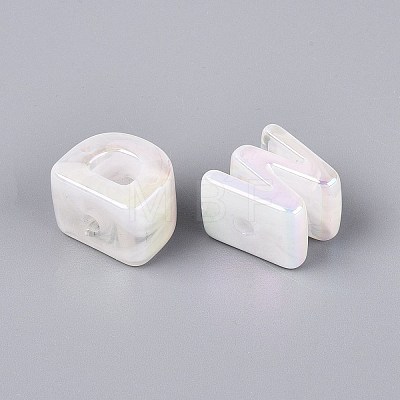 UV Plating Opaque Rainbow Iridescent Acrylic Beads OACR-P010-23B-1