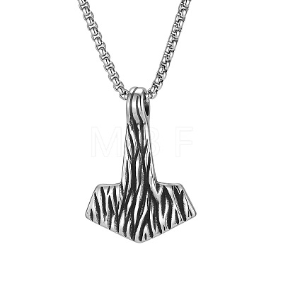 Vintage 304 Stainless Steel Viking Axe Pendant Necklaces for Men WG47AC0-01-1