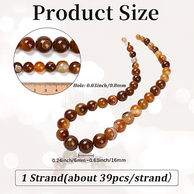 1 Strand  Natural Banded Agate Graduated Beads Strands G-PA0002-04C-1