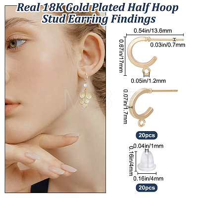 20Pcs Brass Ring Stud Earring Findings KK-BBC0012-80-1