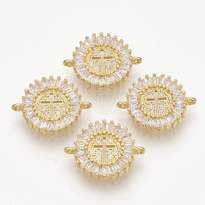 Brass Micro Pave Clear Cubic Zirconia Links Connectors ZIRC-T012-62G-1
